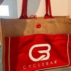 Cyclebar straw Tote gym bag